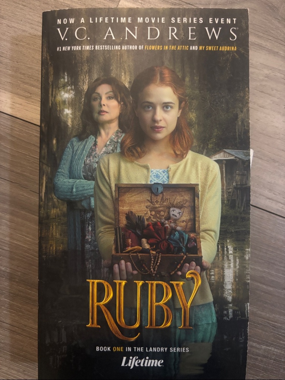 Ruby by V.C. Andrews - Yellow Cover with Red Hair Portrait